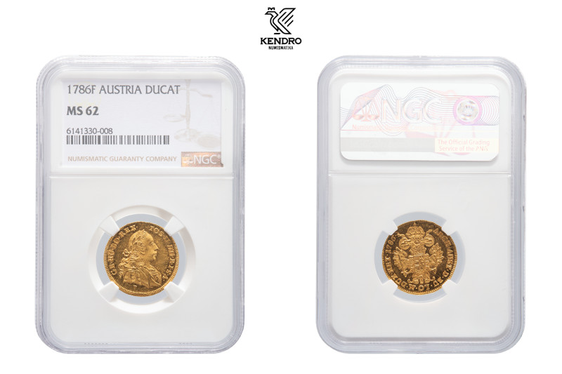 Joseph II. Ducat 1786. Hall. 
NGC MS 62.

Josef II. Dukát 1786. Hall. 
NGC M...