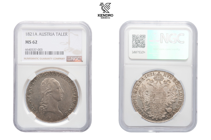 Francis I. Thaler 1821. Vienna.
TOP POP. NGC MS 62.

František I. Tolar 1821....