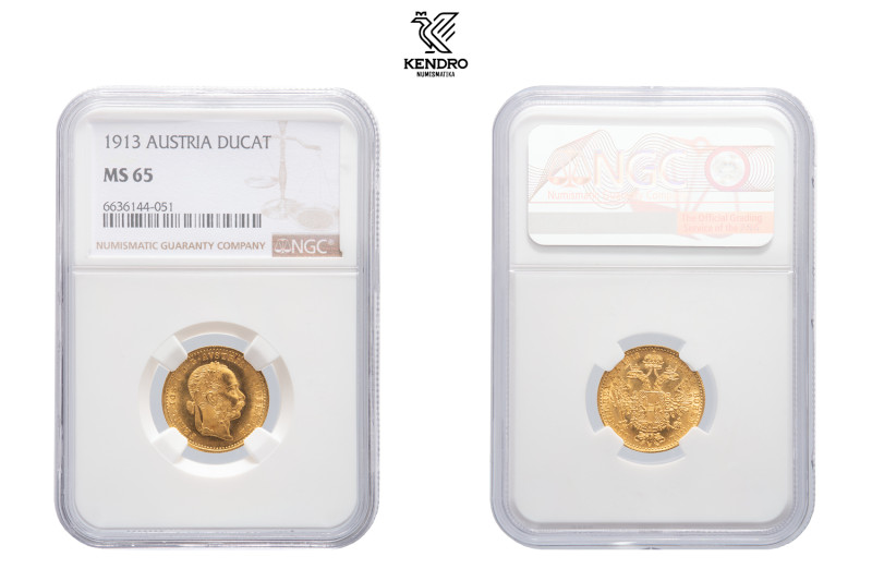 Francis Joseph I. Ducat 1913. Vienna.
NGC MS 65.

František Josef I. Dukát 19...