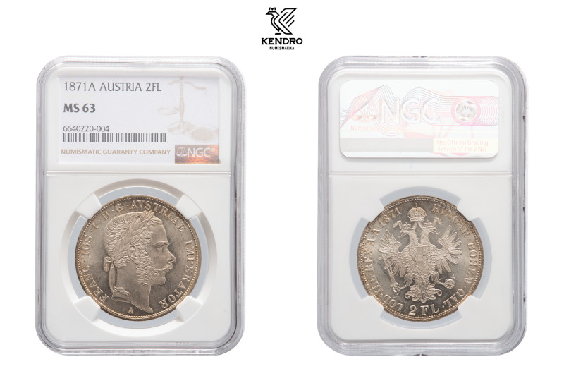 Francis Joseph I. 2 Gulden 1871. Vienna.
Extraordinary specimen with mint lustr...