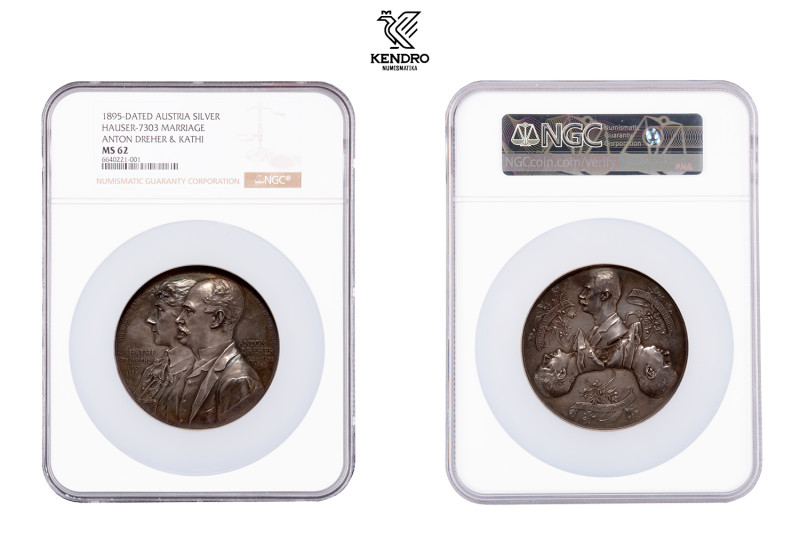 Francis Joseph I. Silver medal 1895. On the silver wedding anniversary of Anton ...