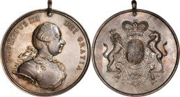 Undated (Ca. 1776-1814) George III Indian Peace Medal. Betts-438, Adams 7.3. Silver, solid construction, 77 mm. AU-58 (PCGS).

1572.3 grains. Origin...