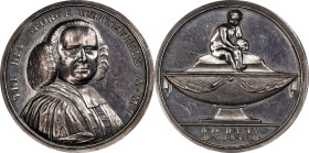1770 Death of Whitefield Medal. Betts-527. Silver, 36 mm. AU-58 (PCGS).

303.4 grains. Silver gray, somewhat toned down from polished brilliance, wi...