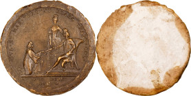 1771 College of William and Mary / Lord Botetourt Medal. Reverse impression in plaster. As Betts-528, BHM-154, Eimer-737. Plaster, 47.6 mm. Extremely ...