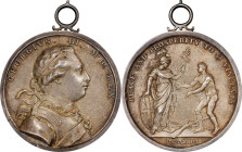 1773 Carib War Medal. Betts-529. Cast silver with joined rim and integral loop, 55 mm. AU-58 (PCGS).

1773 Carib War Medal. Betts-529. Cast silver w...