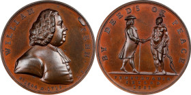 (1775) William Penn Medal. Betts-531. Copper, 40 mm. MS-64 BN (PCGS).

433.9 grains. A very pretty example, with fine mahogany toning and subtle iri...