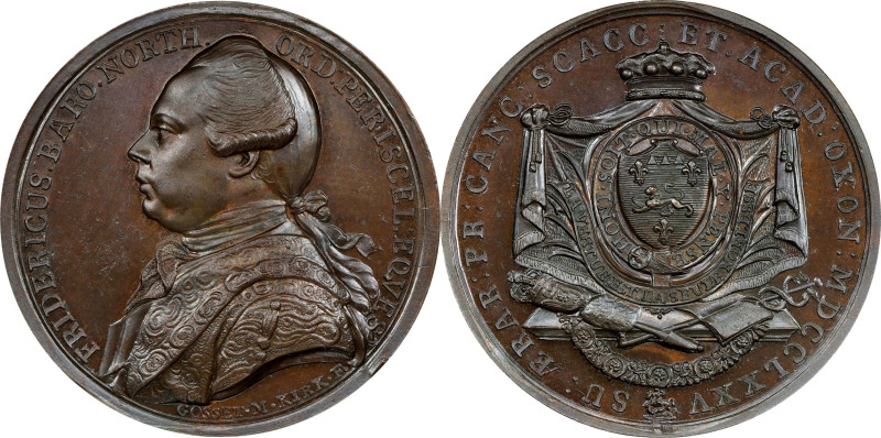 1775 Lord North Medal. Betts-551. Copper, 36 mm. MS-64 BN (PCGS).

323.8 grain...