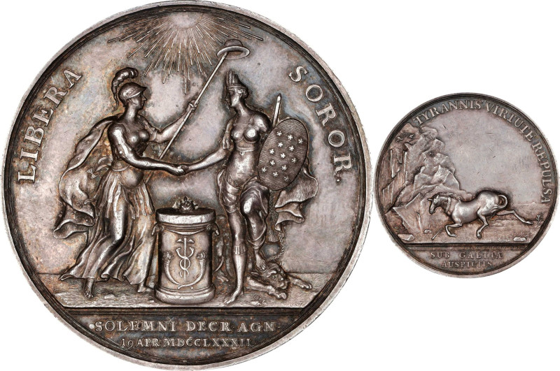 1782 Holland Receives John Adams as Envoy Medal. Betts-603. Silver, 45 mm. AU-58...