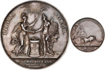 1782 Holland Receives John Adams as Envoy Medal. Betts-603. Silver, 45 mm. AU-58 (PCGS).

433.1 grains. A popular and eye-catching medal, offering s...