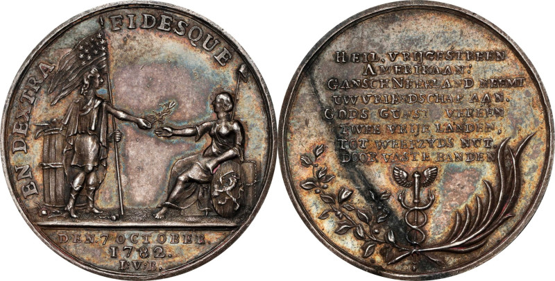 1782 Dutch-American Treaty of Commerce Medal. Betts-606. Silver, 32 mm. AU-58 (P...