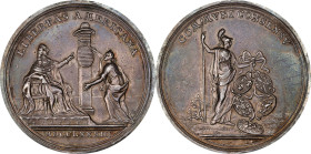 1783 Peace of Versailles Medal. Betts-608. Silver, 45 mm. AU Details--Graffiti (PCGS).

392.8 grains. Deep antique gray with old golden toning on bo...