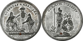 1783 Peace of Versailles Medal. Betts-608. White metal with copper scavenger, 45 mm. AU-58 (PCGS).

Lustrous silver gray with some mellowing and dar...