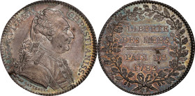 1783 Freedom of the Seas Jeton. Betts-unlisted, Lecompte-210a. Silver, 30 mm. MS-63 (PCGS).

173.0 grains. Reeded edge. While unlisted in Betts, thi...
