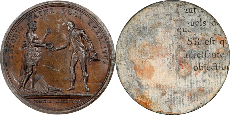 1779 (1789) Anthony Wayne at Stony Point Obverse Cliche. Betts-565. Bronzed tin,...