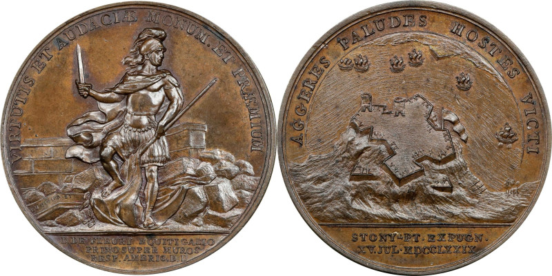 1779 (1780) De Fleury at Stony Point Medal. Betts-566. Bronze, 45.5 mm. MS-63 BN...