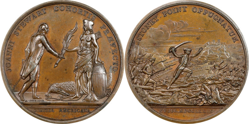 1779 (1789) John Stewart at Stony Point Medal. Betts-567. Bronze, 45.8 mm. MS-62...