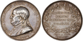 1786 Benjamin Franklin Natus Boston Medal. Betts-620. Silver, 46 mm. AU-55 (PCGS).

684.3 grains. Plain concave edge with a raised collar band left ...