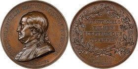 1786 Benjamin Franklin Natus Boston Medal. Betts-620. Bronze, 46 mm. MS-63 BN (PCGS).

590.3 grains. Plain concave edge with a raised collar band le...