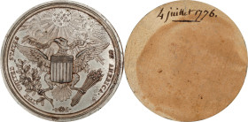 1776 (1792) United States Diplomatic Medal Obverse Cliche. Loubat-19. Tin (white metal), 69 mm. MS-63 (PCGS).

692.6 grains. Backed with plain laid ...