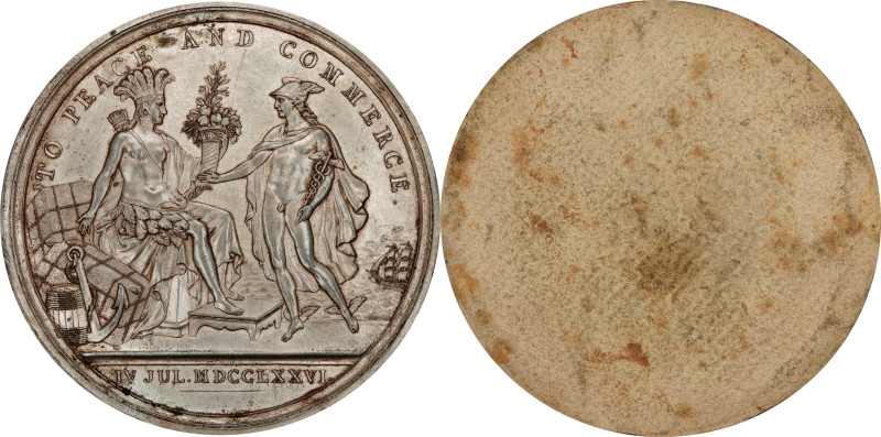 1776 (1792) United States Diplomatic Medal Reverse Cliche. Loubat-19. Tin (white...