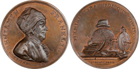 1790 Benjamin Franklin, The Lord of Lightning Medal. Fuld FR.M.NL.8. Copper, 39 mm. MS-64 BN (PCGS).

222.1 grains. Dies by Lageman. An exceptional ...