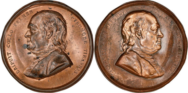 (Ca. 1850?) Benjamin Franklin Medallic Portrait Shell. Fuld FR.ME.NL.9. Copper e...