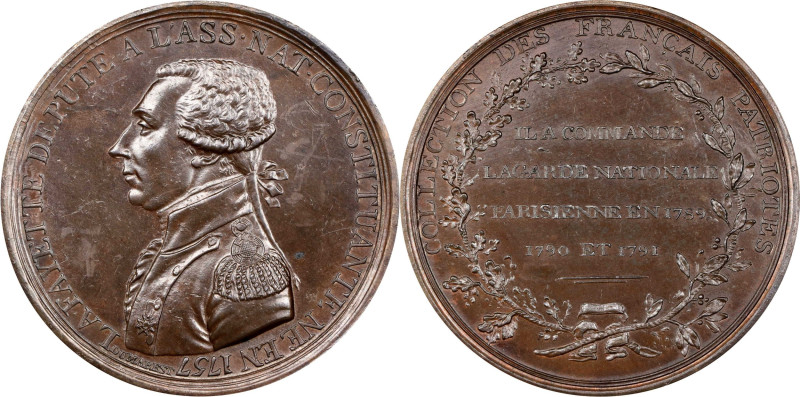 1791 Lafayette Constituent Assembly Deputy Medal. Bronze, 35 mm. Fuld LA.1791.4....