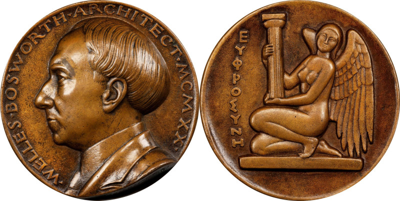 1920 Welles Bosworth Medal. Bronze, 94 mm. By Paul Manship. Murtha-125, Eidlitz-...