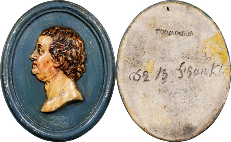 (Ca. 1780) Benjamin Franklin portrait medallion by Wedgwood. Modeled by William ...