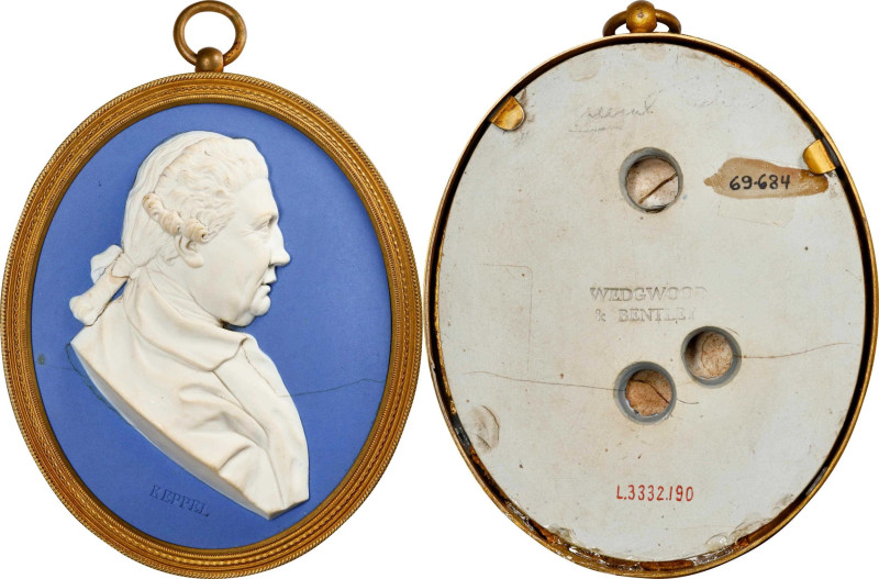 (Ca. 1780) Admiral Augustus Keppel portrait medallion by Wedgwood and Bentley. J...