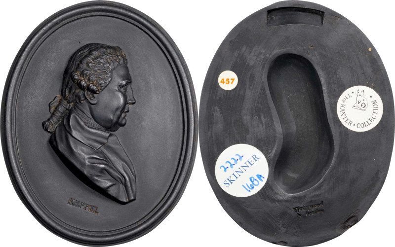 (Ca. 1780) Admiral Augustus Keppel portrait medallion by Wedgwood and Bentley. B...