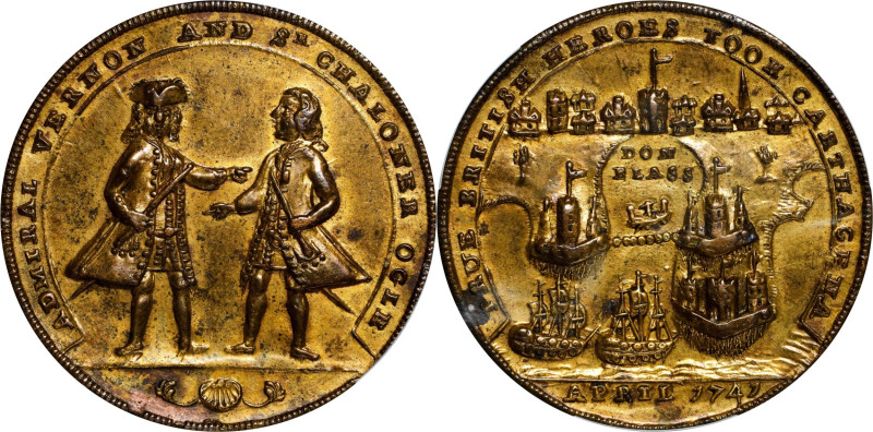 1741 Admiral Vernon Medal. Cartagena. Adams-Chao CAvo 2-B, M-G 227. Rarity-5. Pi...