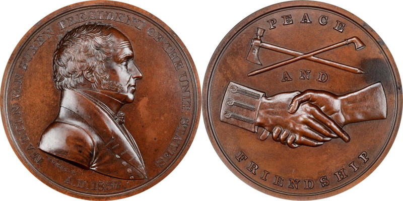 1837 Martin Van Buren Indian Peace Medal. Bronze. Second Size. Second Reverse. J...