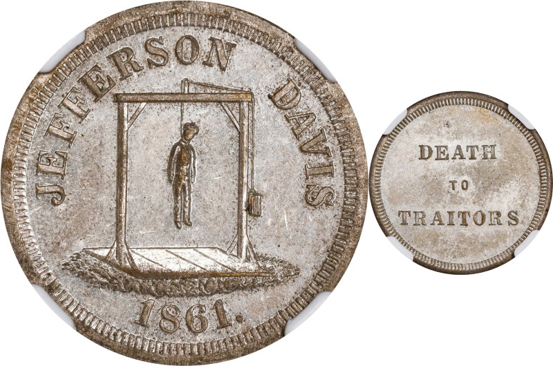 1861 Anti-Confederate Jefferson Davis CSA Presidential Election Medal. DeWitt-C ...