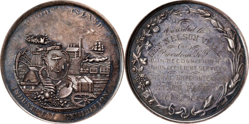 1883 and 1884 Rhode Island Mechanics Association Award Medal. Harkness Ri-20. Si...