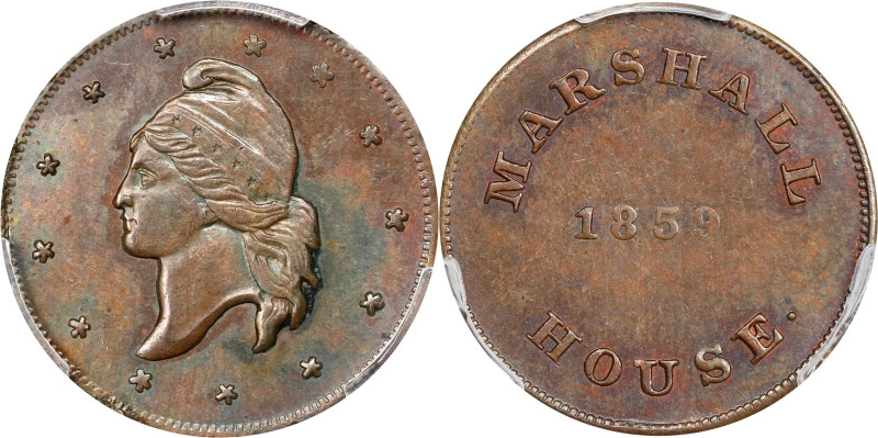 VIRGINIA. Alexandria. 1859 Marshall House. Rulau-Va 103. Copper. Plain Edge. MS-...