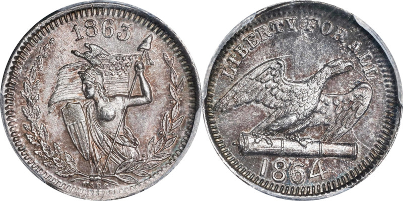 1864 Eagle on Cannon / Amazon Maiden. Fuld-160/218 f. Rarity-9. Silver. Plain Ed...