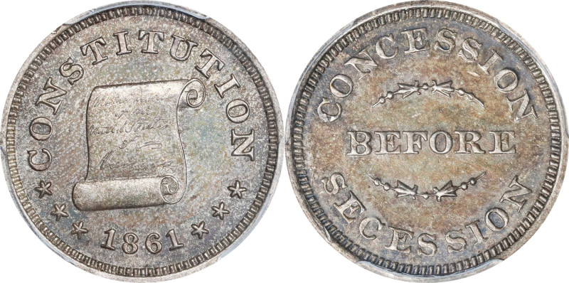 1861 CONSTITUTION / CONCESSION BEFORE SECESSION. Fuld-260/447 f. Rarity-9. Silve...