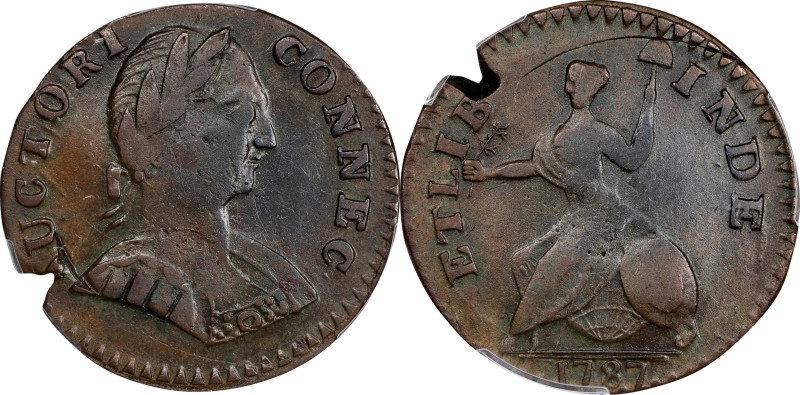 1787 Connecticut Copper. Miller 1.1-A, W-2700. Rarity-3. Mailed Bust Right, Smal...