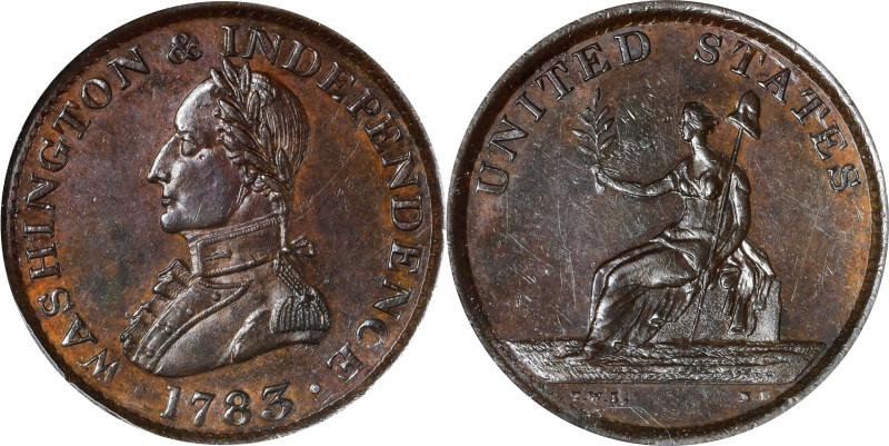 "1783" (ca. 1820) Washington Military Bust Copper. Musante GW-109H, Vlack 8-E, B...