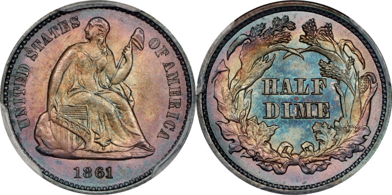 1861 Liberty Seated Half Dime. MS-67+ (PCGS). CAC. CMQ.

This breathtakingly b...