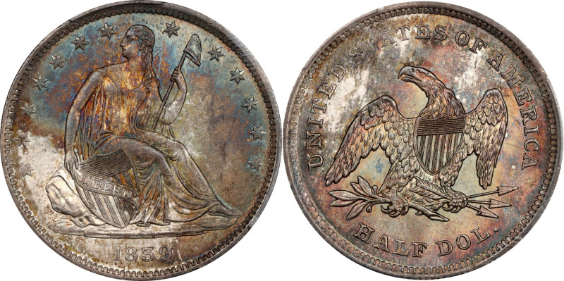 1839 Liberty Seated Half Dollar. Drapery. WB-5. Rarity-3. MS-65 (PCGS). CMQ.

...