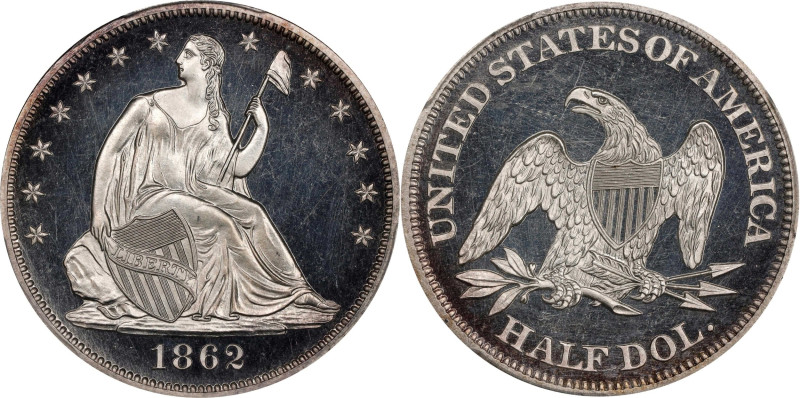 1862 Liberty Seated Half Dollar. Proof-65 Cameo (PCGS). CMQ.

Brilliant apart ...