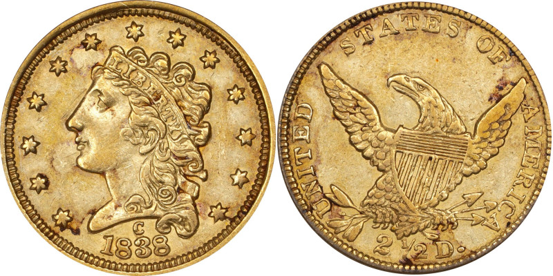 1838-C Classic Head Quarter Eagle. HM-1, Winter-1, the only known dies. Rarity-4...