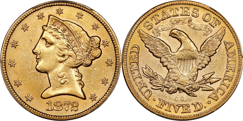 1872-CC Liberty Head Half Eagle. AU-55 (PCGS).

Offered is one of the finest 1...