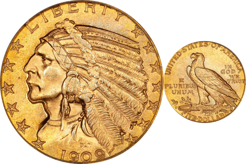 1909-D Indian Half Eagle. MS-65 (PCGS). OGH.

Offered is a superior example of...