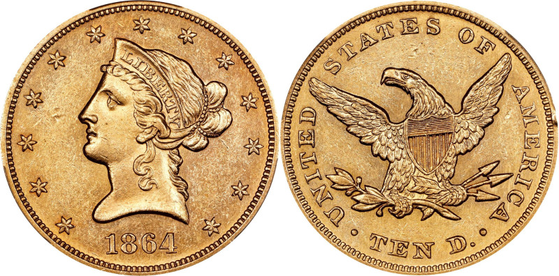 1864 Liberty Head Eagle. AU Details--Altered Surfaces (PCGS).

A highly signif...