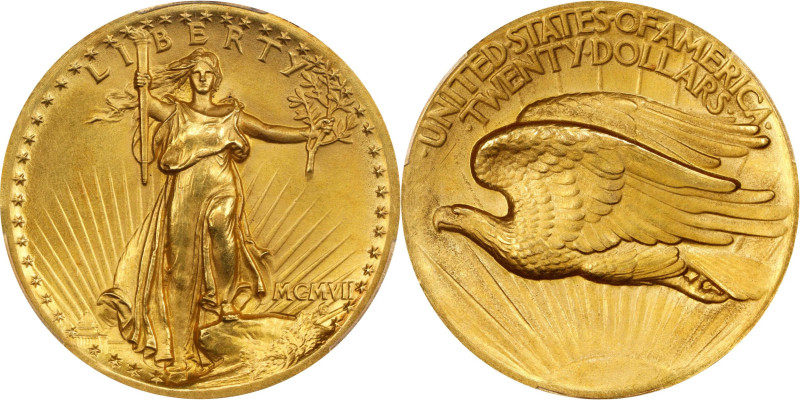 MCMVII (1907) Saint-Gaudens Double Eagle. High Relief. Specimen-63 (PCGS). CMQ....