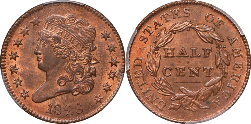 1828 Classic Head Half Cent. C-3. Rarity-1. 13 Stars. MS-64 RB (PCGS).

Consid...