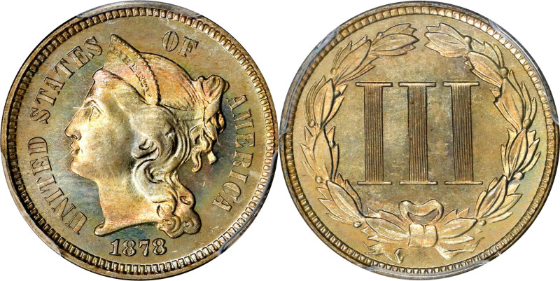 1878 Nickel Three-Cent Piece. Proof-67+ (PCGS). CAC.

A stunning Superb Gem th...